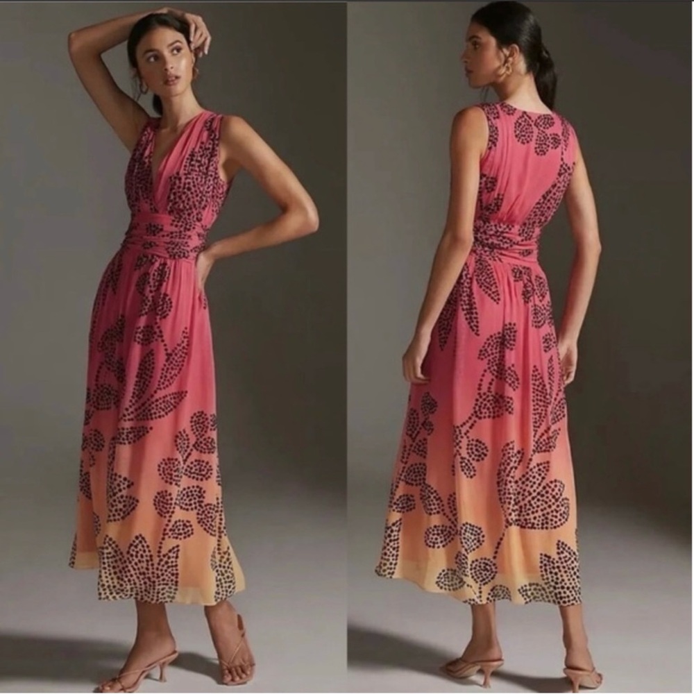 Sleeveless Pink Ombre Floral Maxi Dress